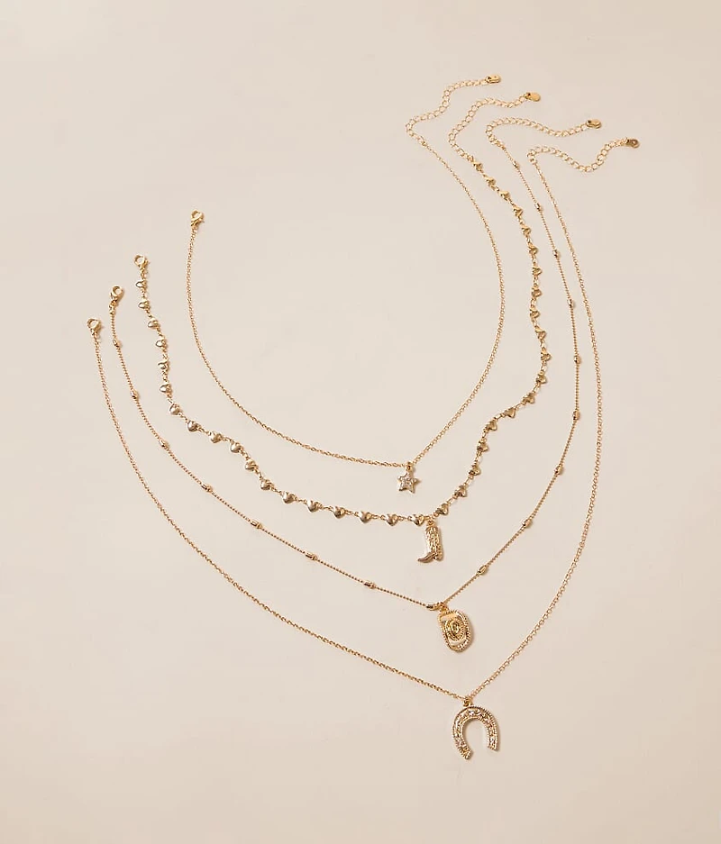 4 Pack Western Pendant Necklace Set