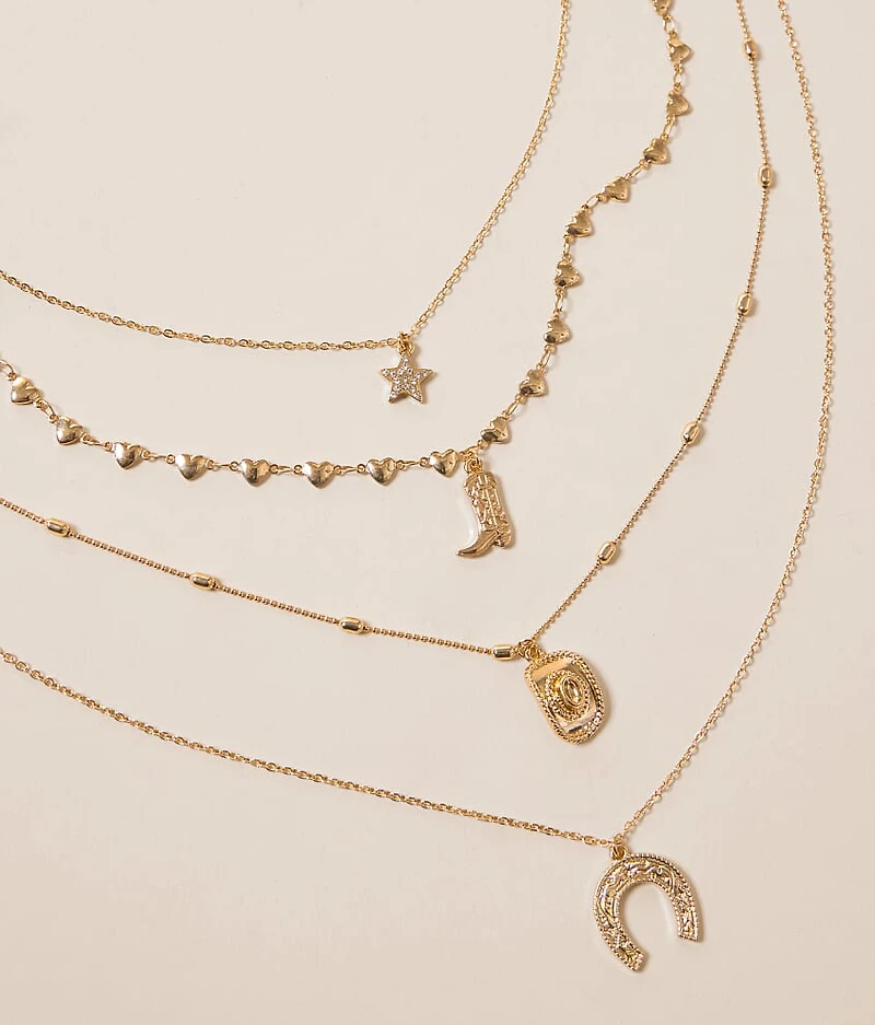 4 Pack Western Pendant Necklace Set