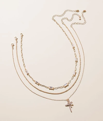 3 Pack Cross Necklace Set