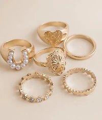 6 Pack Statement Western Ring Set