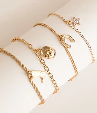 4 Pack Western Pendant Bracelet Set