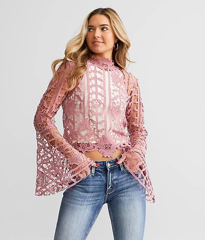 Crochet Mock Neck Top