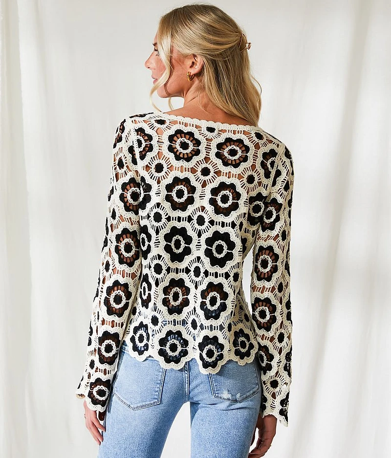 Resort Edit - Floral Crochet Sweater
