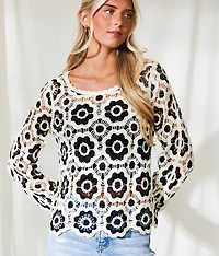 Resort Edit - Floral Crochet Sweater