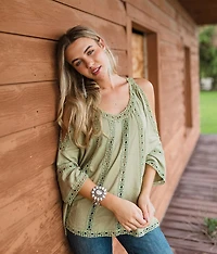 Cold Shoulder Crochet Top