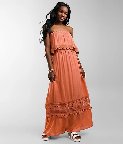Strapless Crochet Maxi Dress