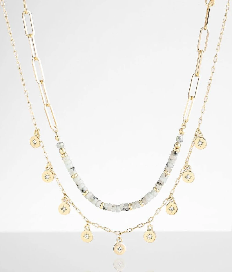 2 Pack Coin & Bead Necklace Set