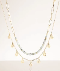 2 Pack Coin & Bead Necklace Set