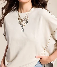 2 Pack Mixed Metal Charm Necklace Set