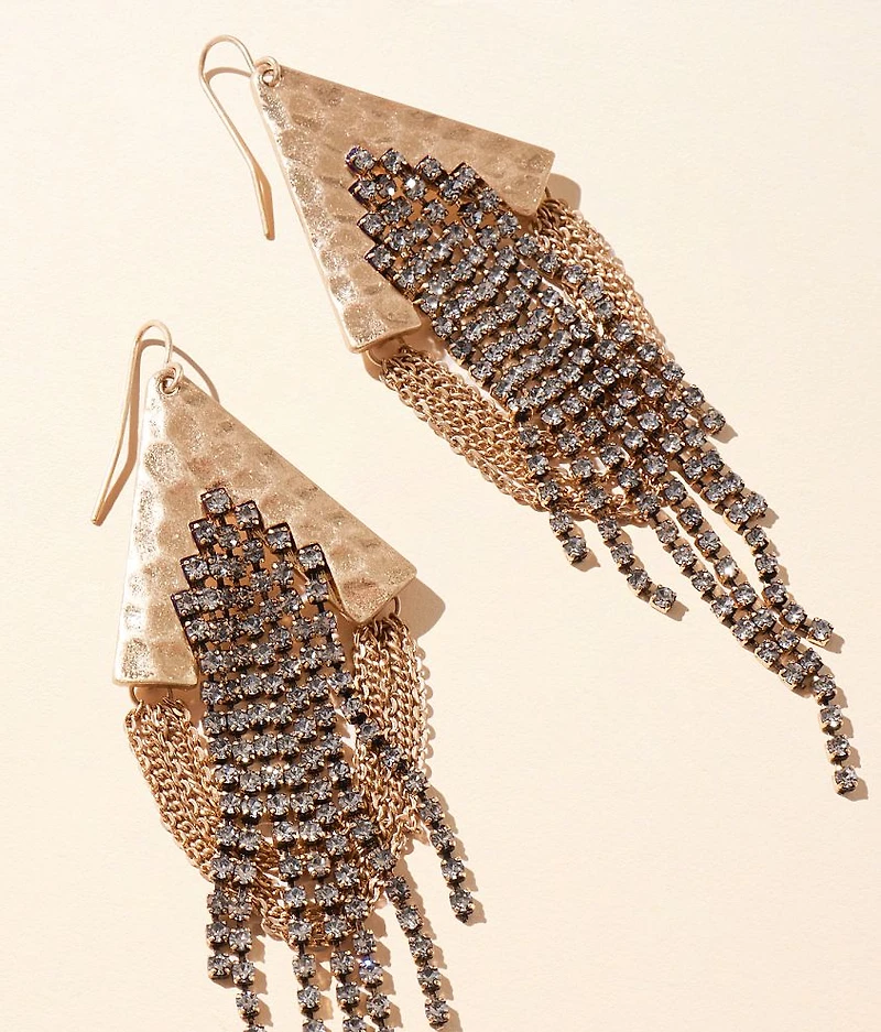 Rhinestone & Chain Fringe Drop Earring