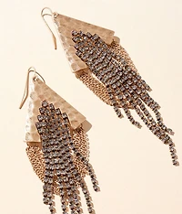 Rhinestone & Chain Fringe Drop Earring