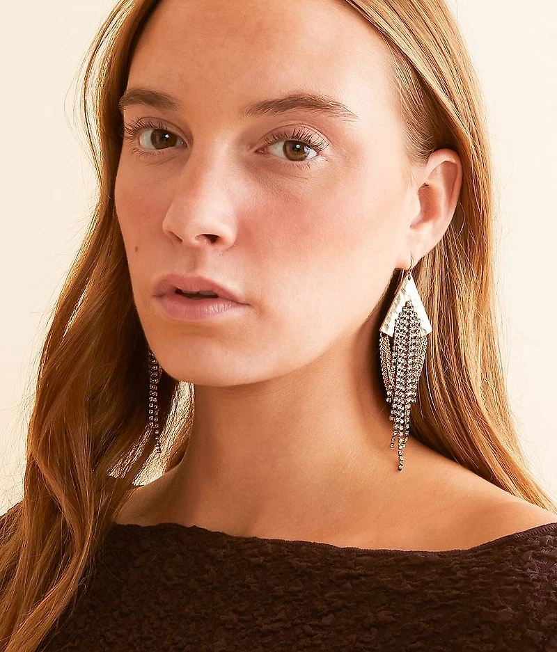 Rhinestone & Chain Fringe Drop Earring