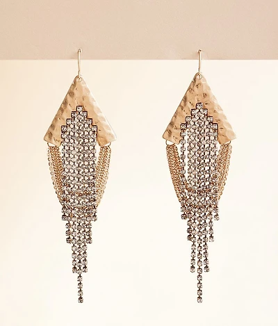 Rhinestone & Chain Fringe Drop Earring