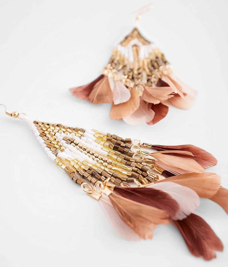 Feather Fringe Drop Earring