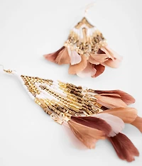Feather Fringe Drop Earring