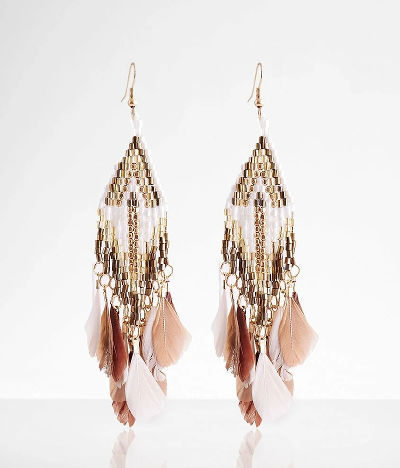 Feather Fringe Drop Earring
