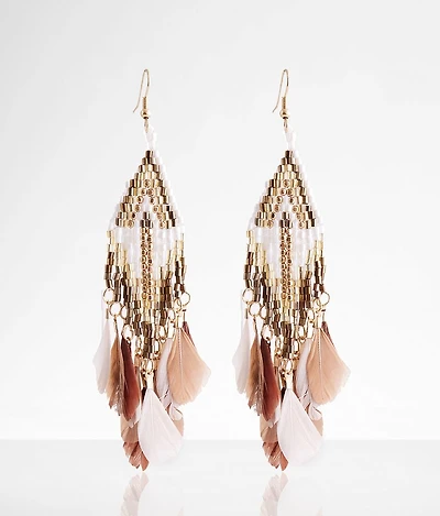 Feather Fringe Drop Earring