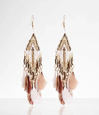 Feather Fringe Drop Earring