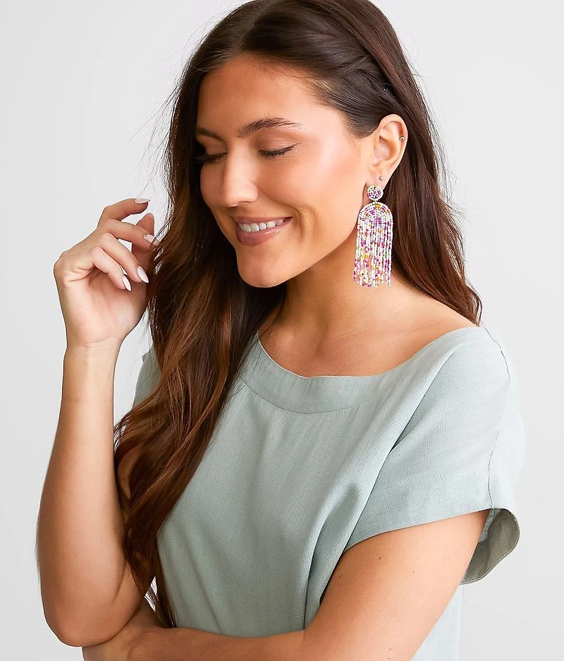 Seed Bead Fringe Earring