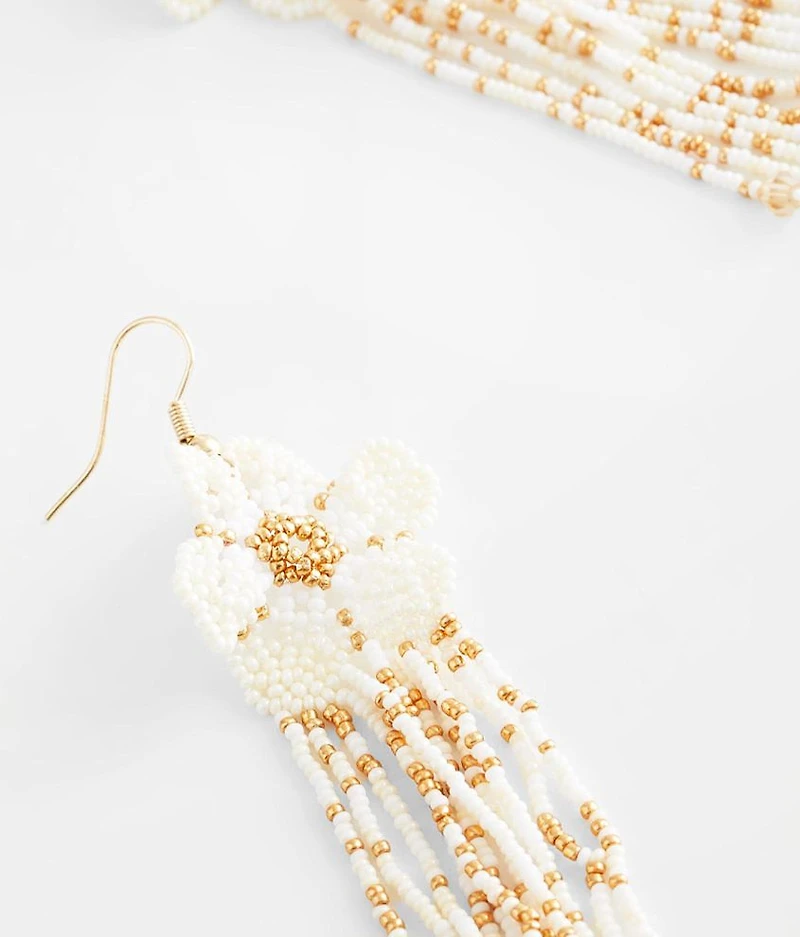 Seed Bead Flower Earring