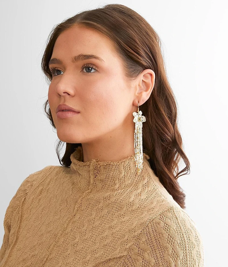 Seed Bead Flower Earring