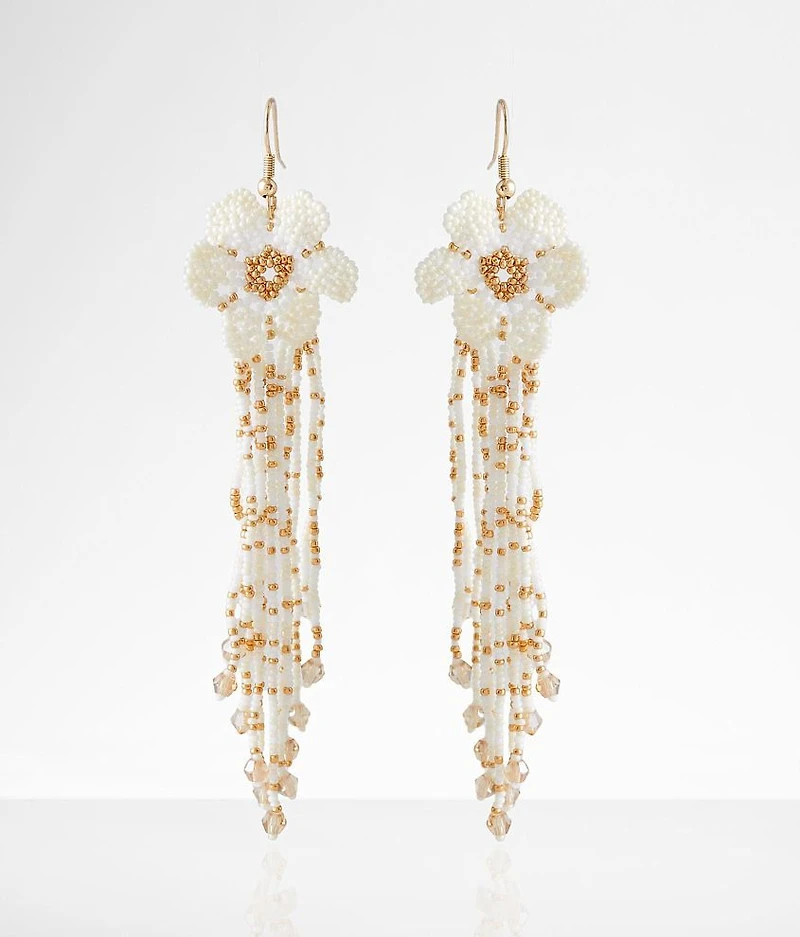Seed Bead Flower Earring