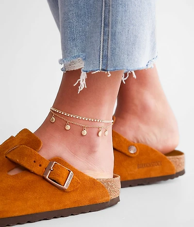 3 Pack Flower Anklet Set