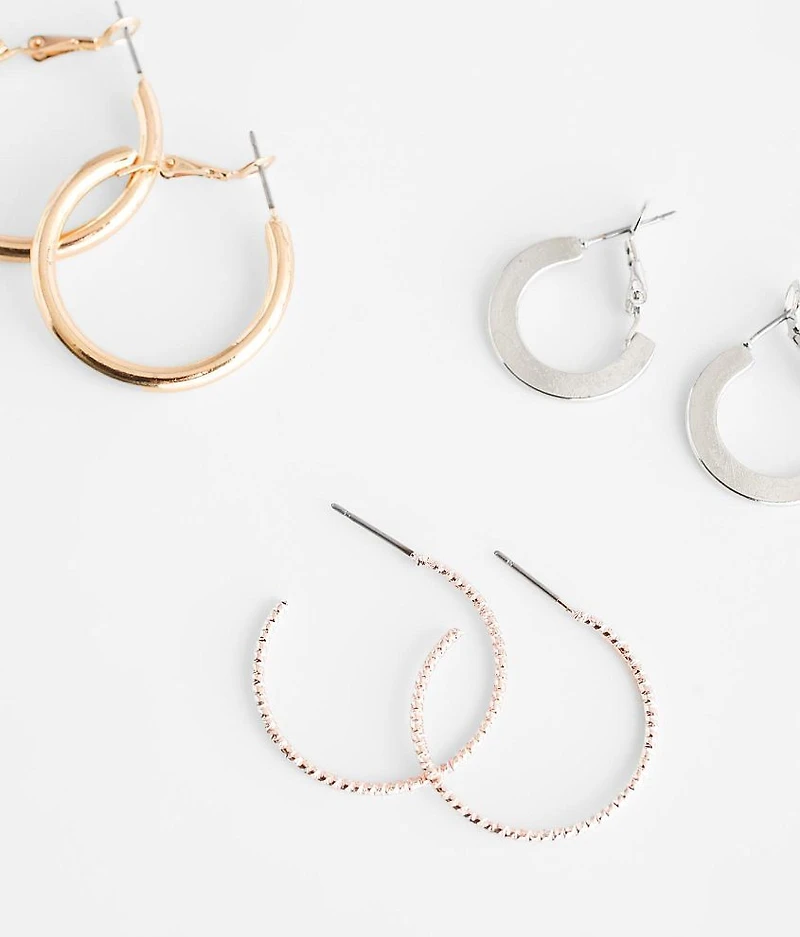 3 Pack Hoop Earring Set