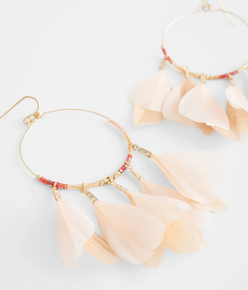 Feather Hoop Drop Earring