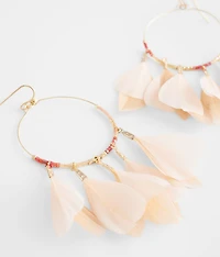 Feather Hoop Drop Earring