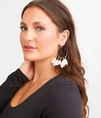 Feather Hoop Drop Earring