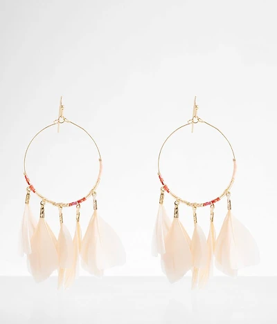 Feather Hoop Drop Earring