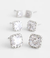 3 Pack Square Earring Set