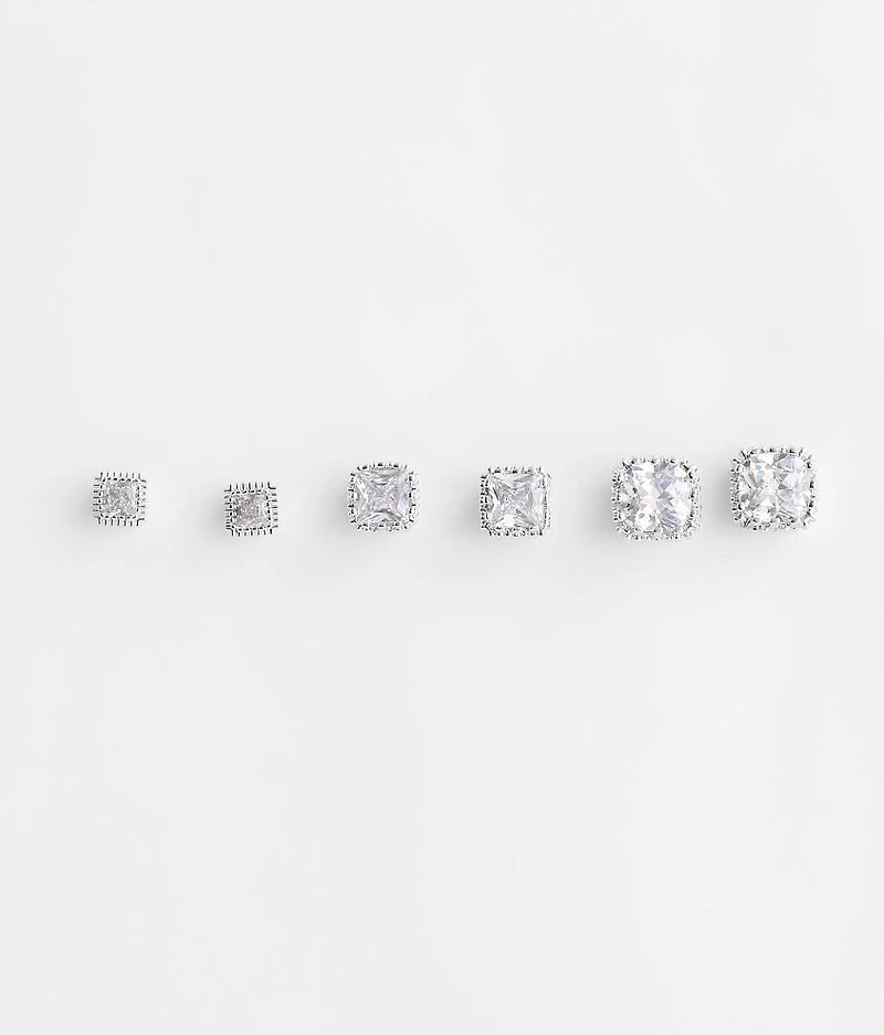3 Pack Square Earring Set