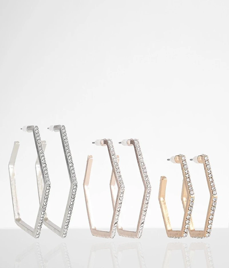 3 Pack Rhinestone Earring Set