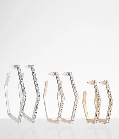 3 Pack Rhinestone Earring Set