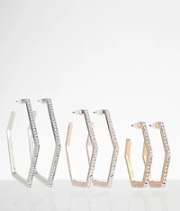 3 Pack Rhinestone Earring Set