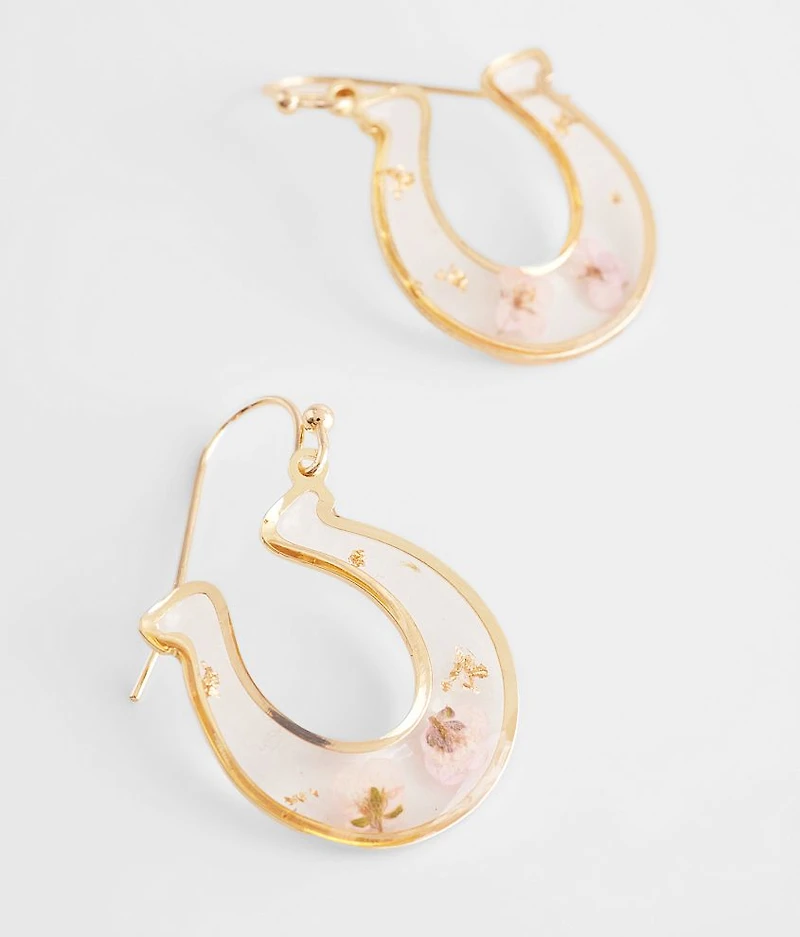 Horseshoe Pressed Flower Earring