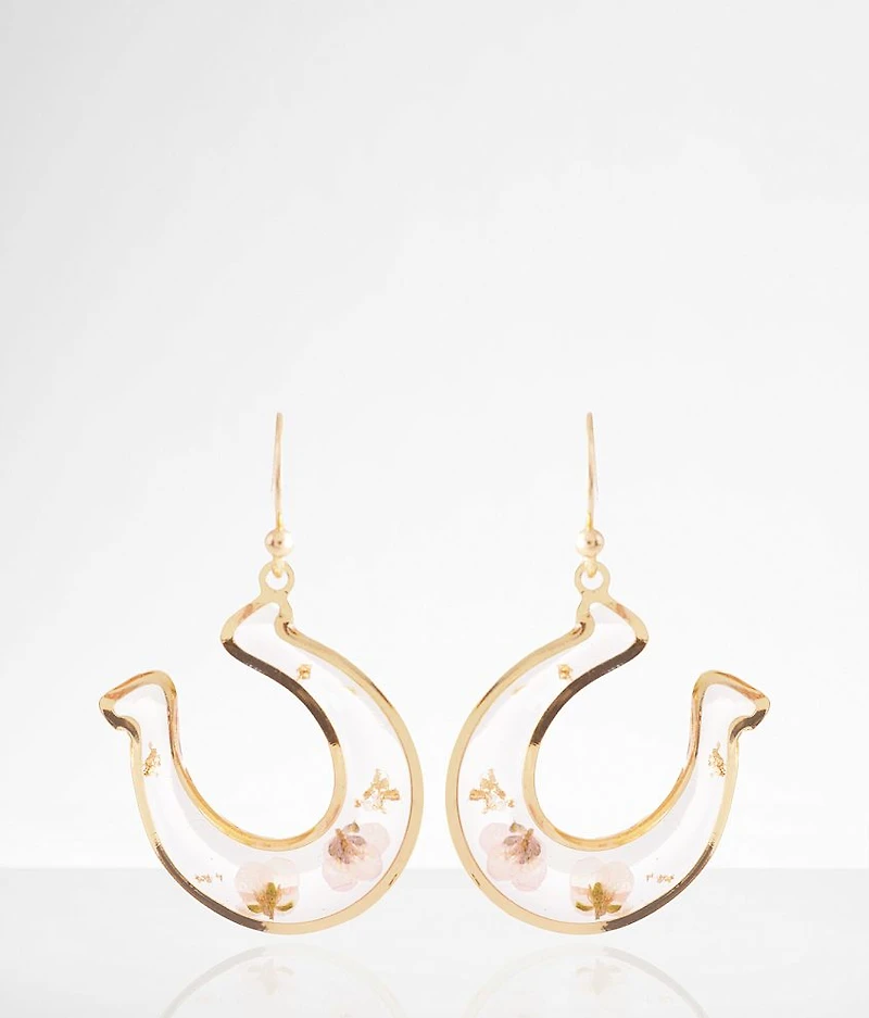 Horseshoe Pressed Flower Earring