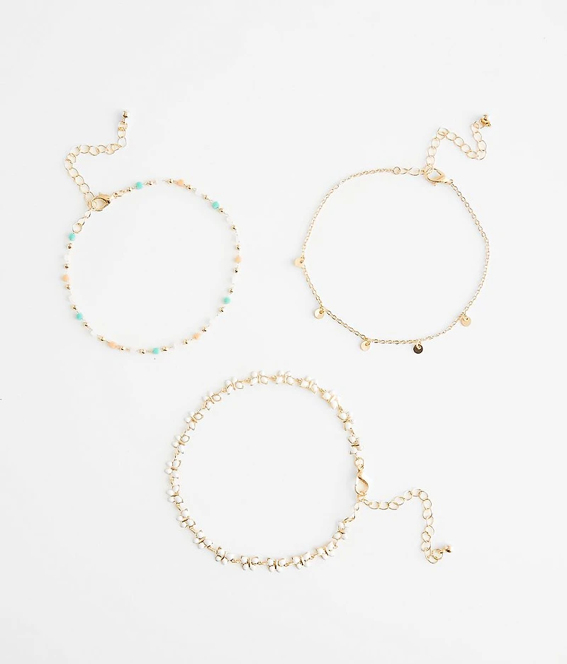 3 Pack Butterfly Ankle Bracelet Set
