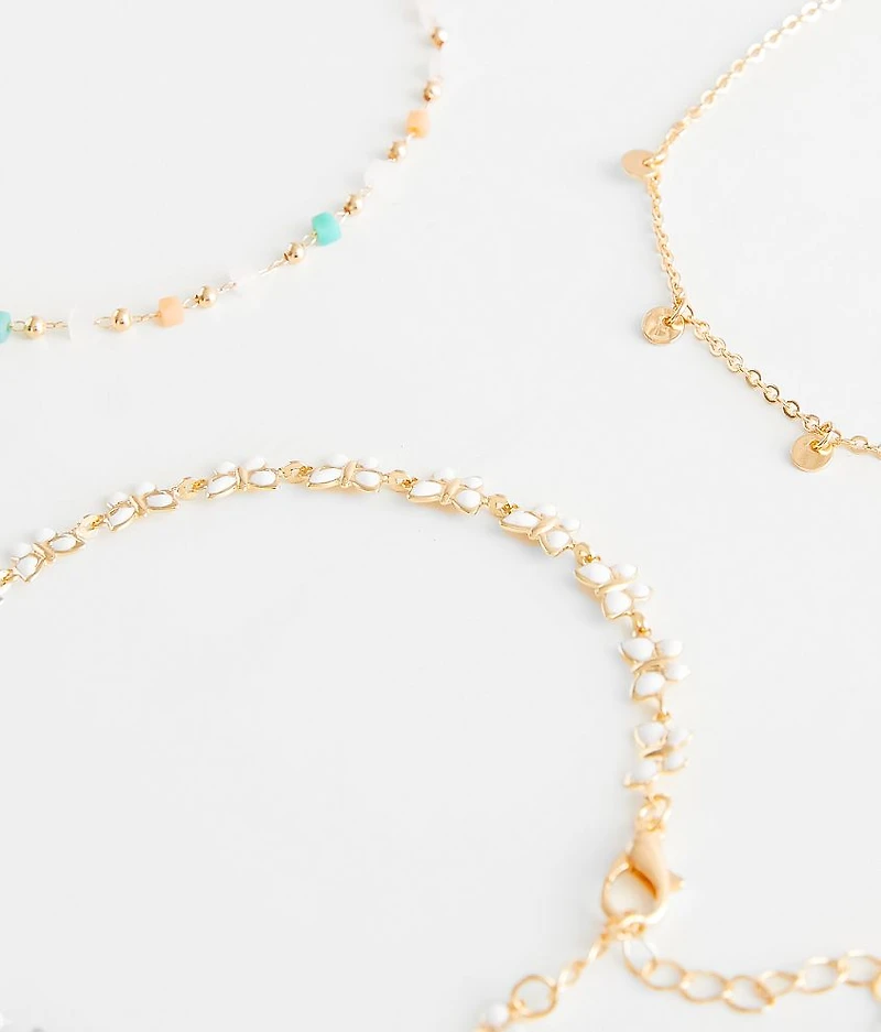 3 Pack Butterfly Ankle Bracelet Set
