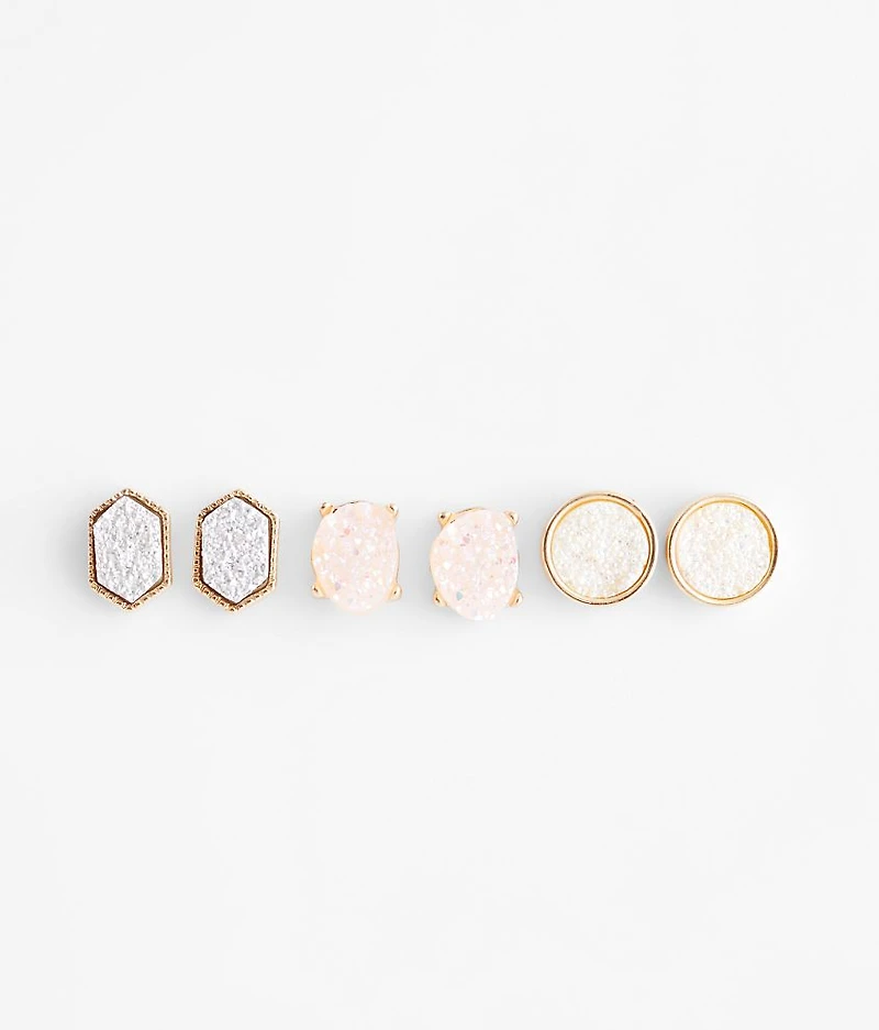 3 Pack Druzy Earring Set