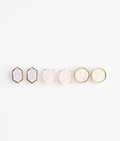 3 Pack Druzy Earring Set