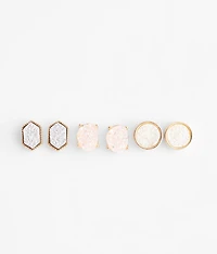 3 Pack Druzy Earring Set