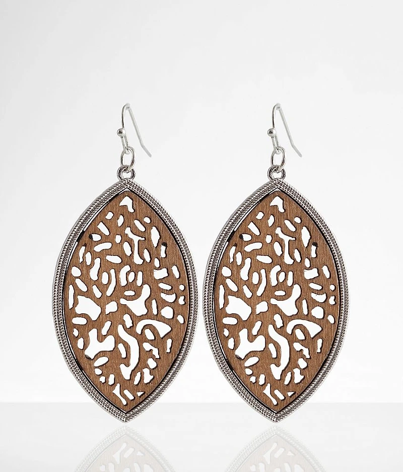 Wood Cut-Out Drop Earring