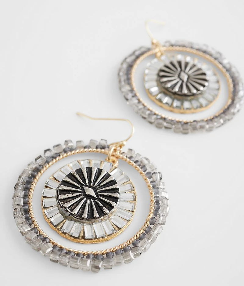 Beaded Hoop Drop Earring