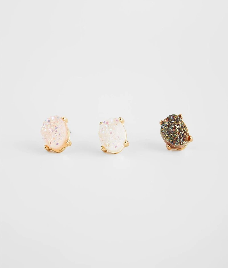 3 Pack Druzy Earring Set