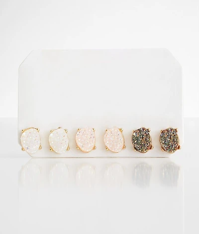 3 Pack Druzy Earring Set