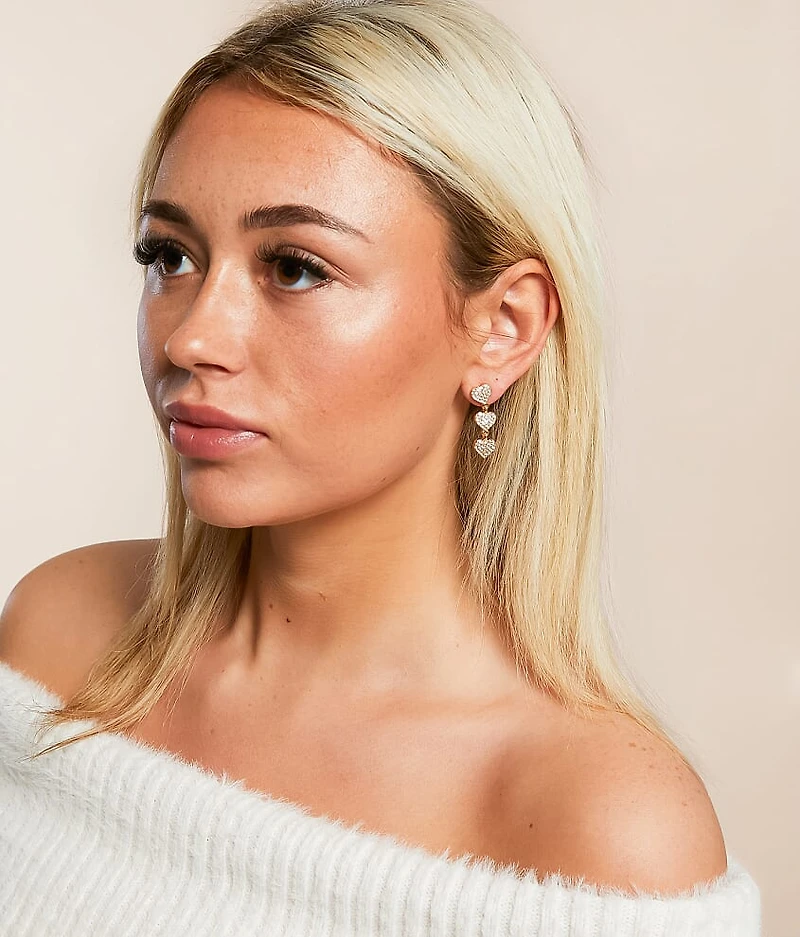 Tiered Glitz Heart Earring