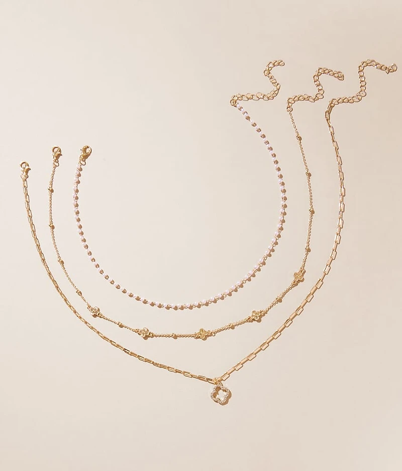 3 Pack Clover Necklace Set